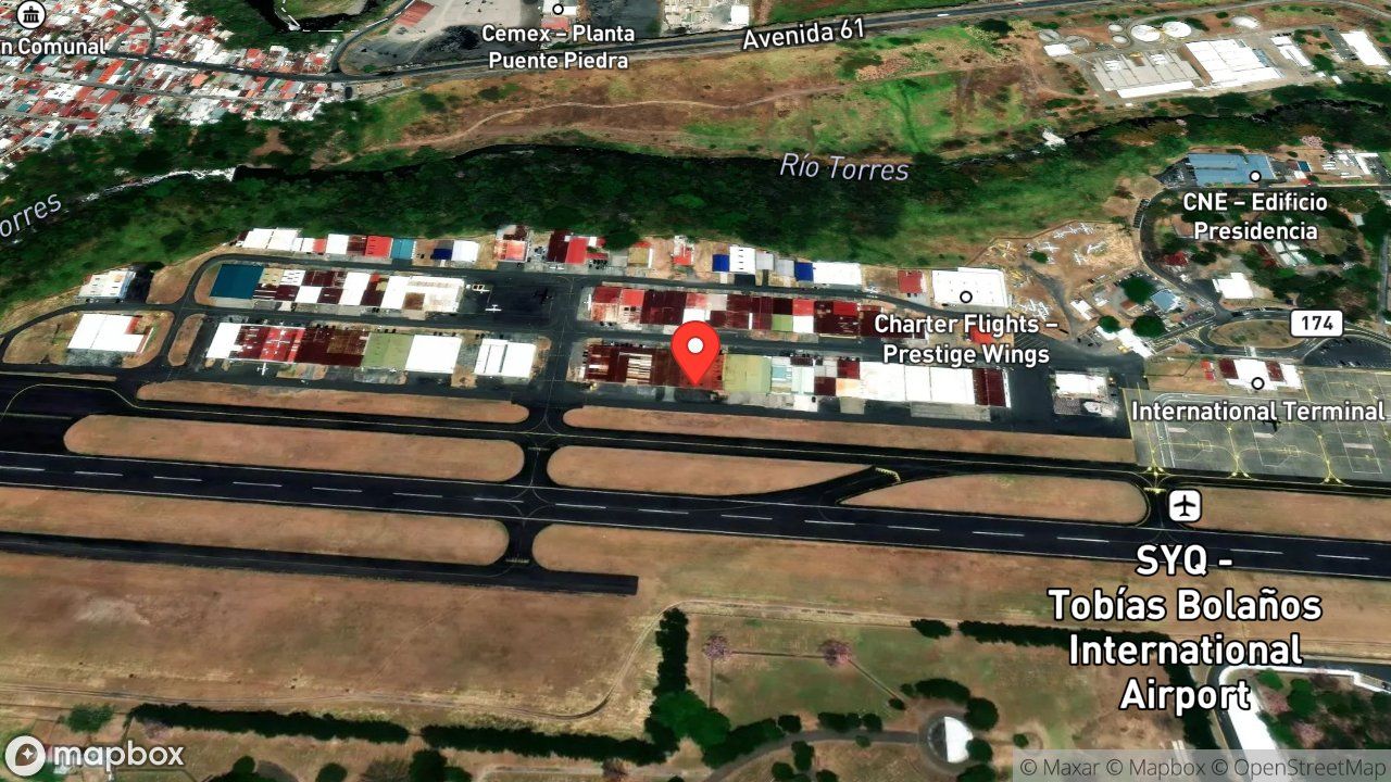 Mapa del incidente ESTACION DEL AEROPUERTO TOBIAS BOLAÑOS REPORTA ALERTA 3