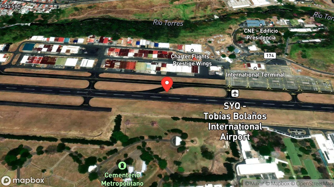 Mapa del incidente ESTACION DEL AEROPUERTO REPORTA AERONAVE QUE SUFRE UN PINCHONAZO, ALERTA 2