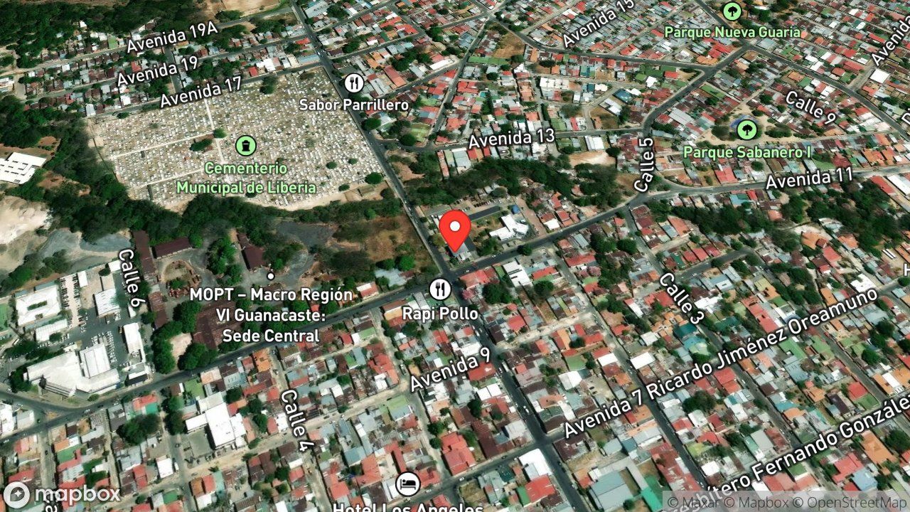 Mapa del incidente ESTACION DE LIBERIA REPORTA MASCULINO CON ROL DE HIERRO ATORADO EN DEDO