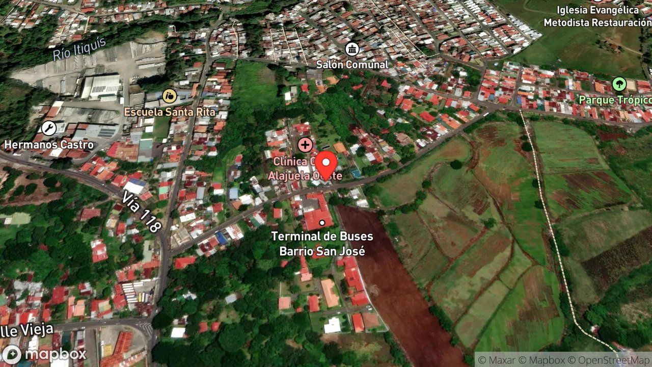 Mapa del incidente ESTACION DE ALAJUELA REPORTA ENJAMBRE DE ABEJAS