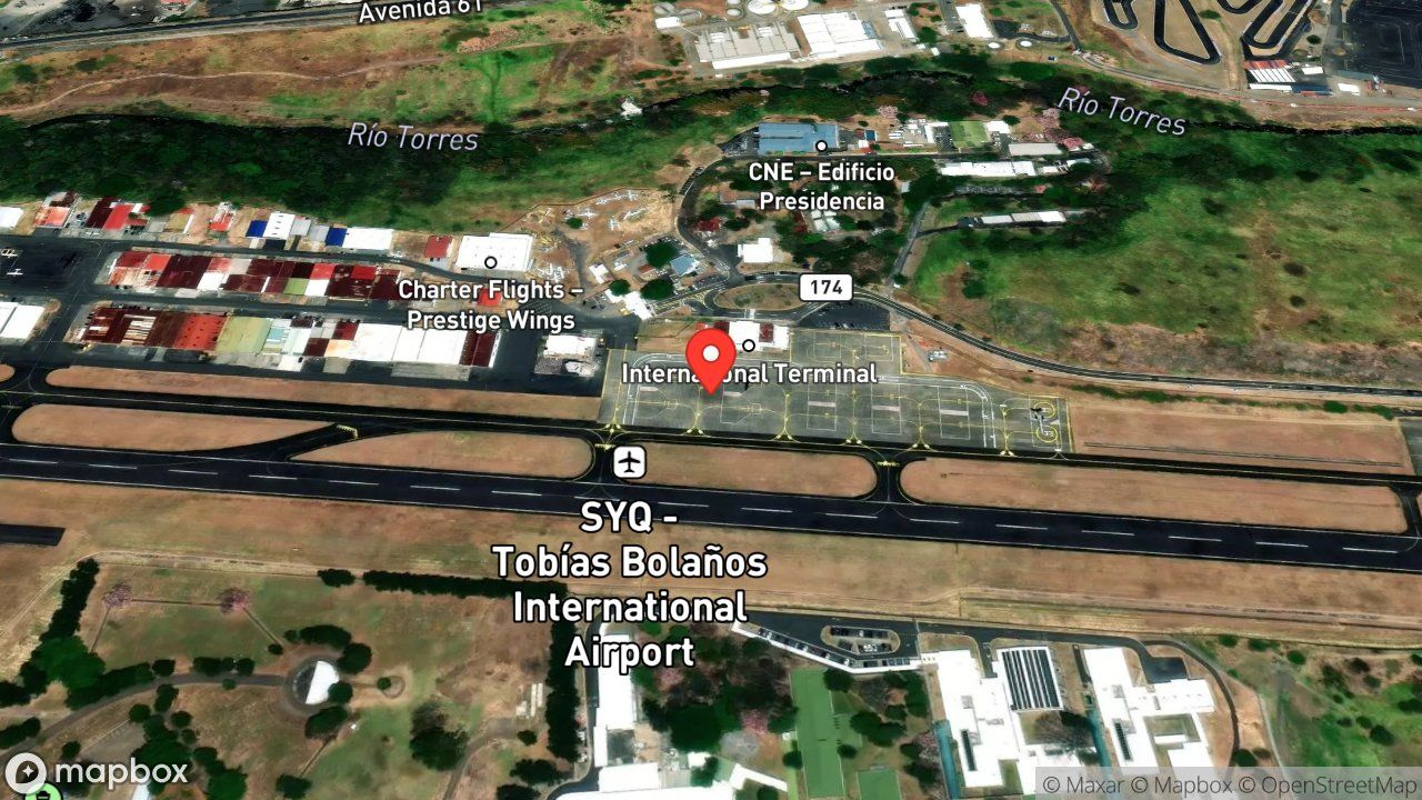 Mapa del incidente ESTACION DEL AEROPUERTO INTERNACIONAL TOBIAS BOLAÑOS REPORTA AERONAVE CON PROBLEMA DE ATERRIZAJE